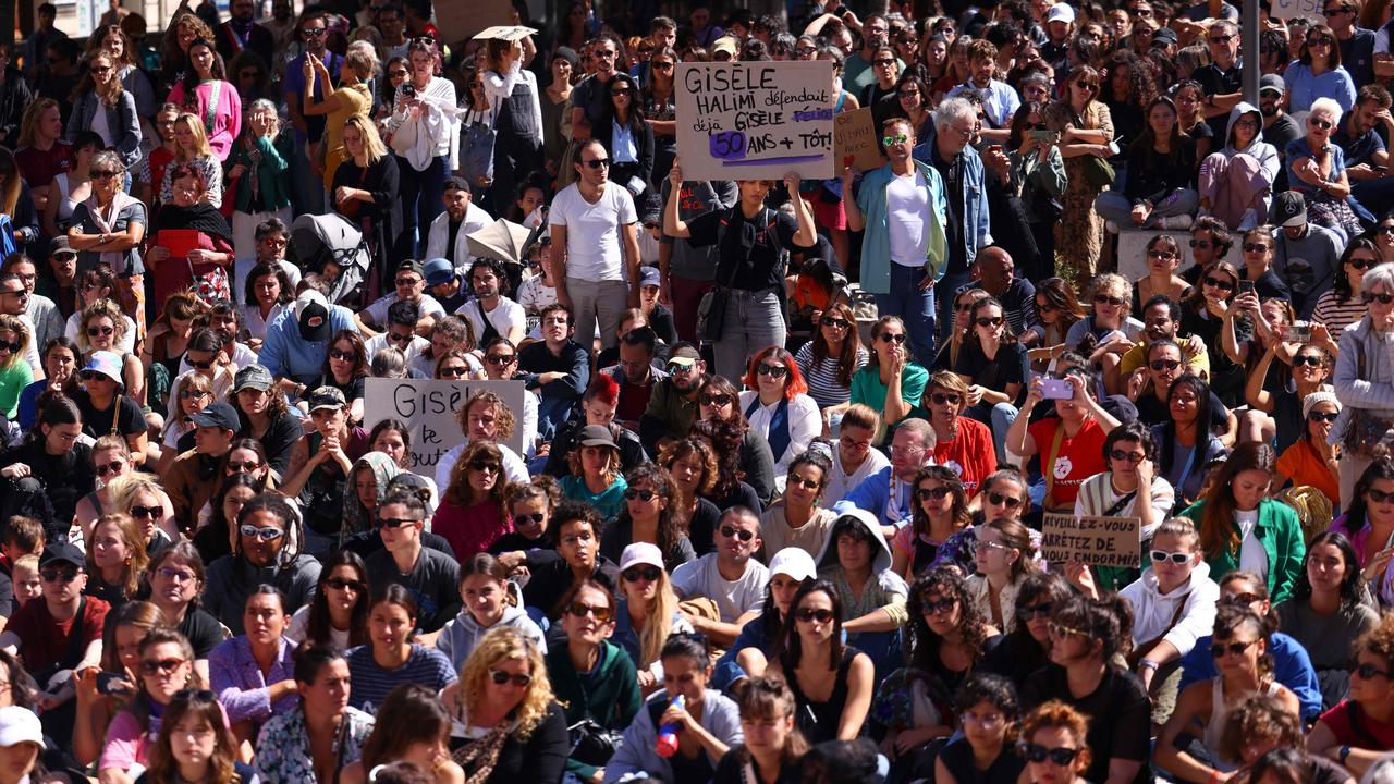 Crowds gathered during a demonstration in support of Gisele Pelicot in Marseille on September 14, 2024. Picture: Clement Mahoudeau/ AFP