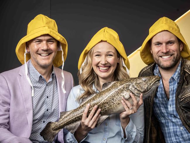 8th March, 2023: Come From Away, cast member  Philp Lowe, Zoe Gertz and Doug Hansell star in the musical which opens in Adelaide at the Her Majesties Theatre. Picture Kelly Barnes