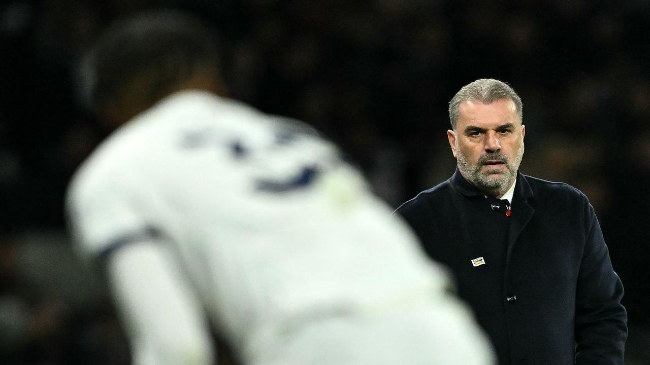 Ange Postecoglou (right) was left to lament another Tottenham loss. Picture: Ben Stansall / AFP