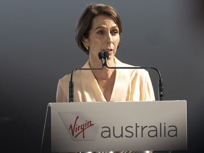 BRISBANE AUSTRALIA - NewsWire Photos MAY 20, 2021: Virgin CEO Jayne Hrdlicka visits the Virgin Brisbane terminal to announce several domestic growth opportunities in response to strengthening leisure and business travel demand. NCA NewsWire / Sarah Marshall