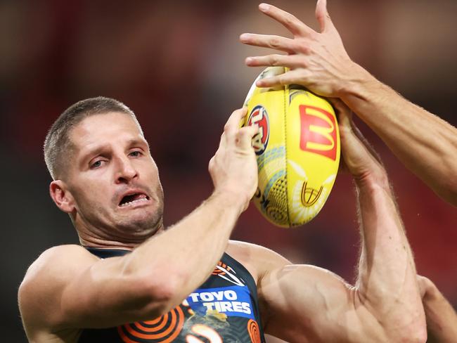 Hogan became the key target for the Giants, and that turned into an advantage for the Bulldogs. Picture: Matt King/AFL Photos/via Getty Images