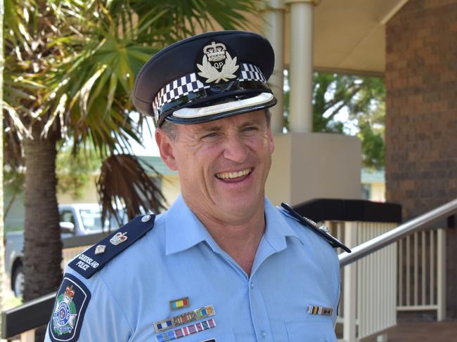 Sunshine Coast District Officer, Superintendent Craig Hawkins at a press conference outside Kawana Waters Police Station.