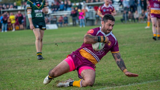 James Ralphs scoring the try after stepping several defenders. Picture: Thomas Lisson