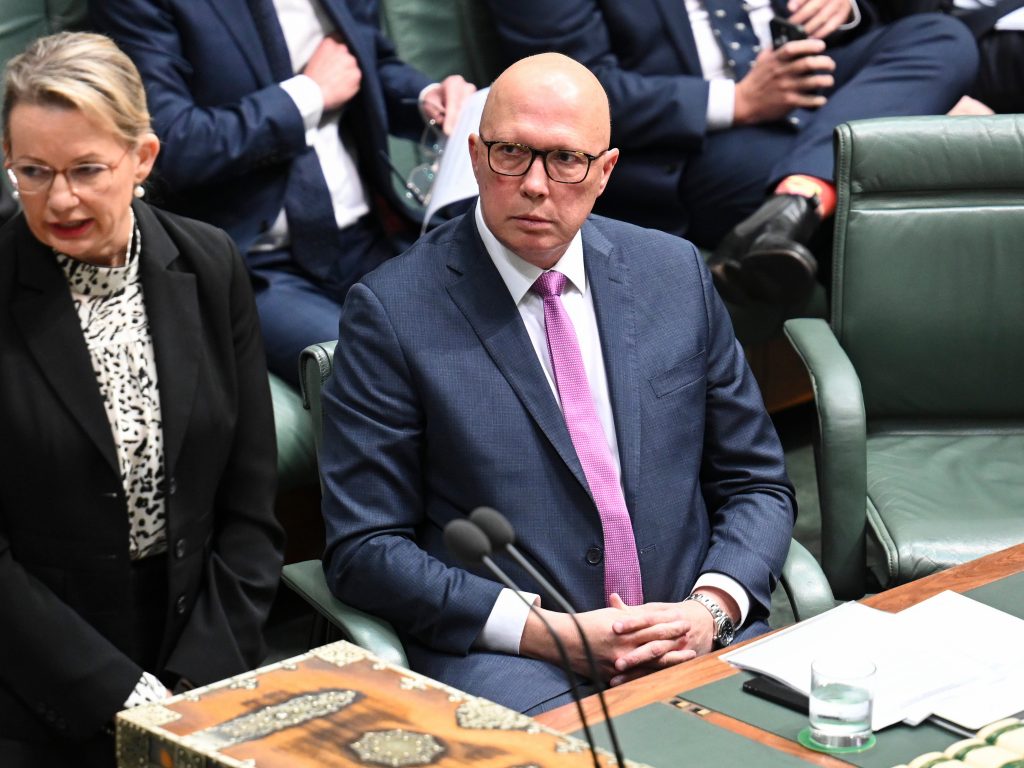 CANBERRA, Australia, NewsWire Photos. May 29, 2024: Leader of the Opposition Peter Dutton during Question Time at Parliament House in Canberra. Picture: NewsWire / Martin Ollman