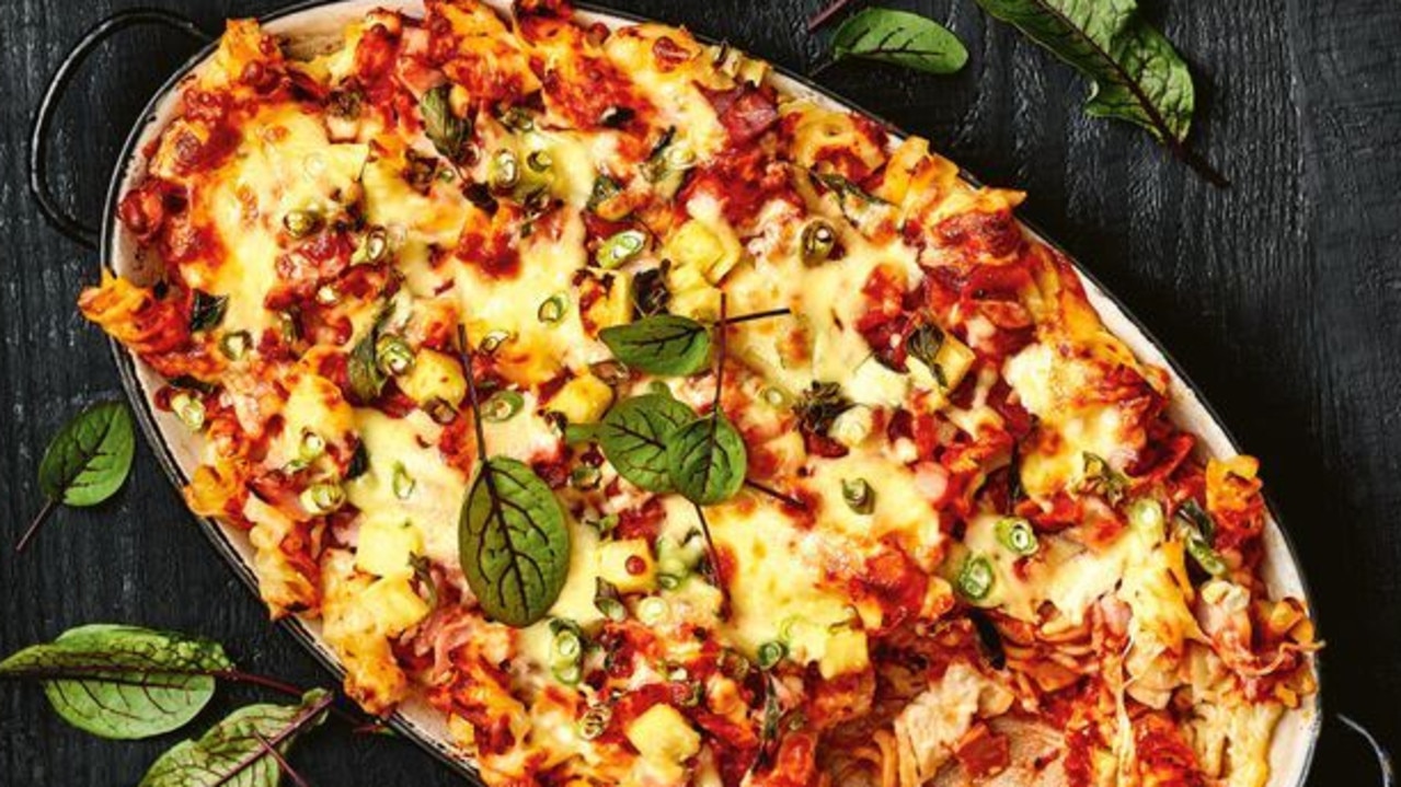 Step up your pasta bake game with this Hawaiian pizza recipe. Picture: Supplied