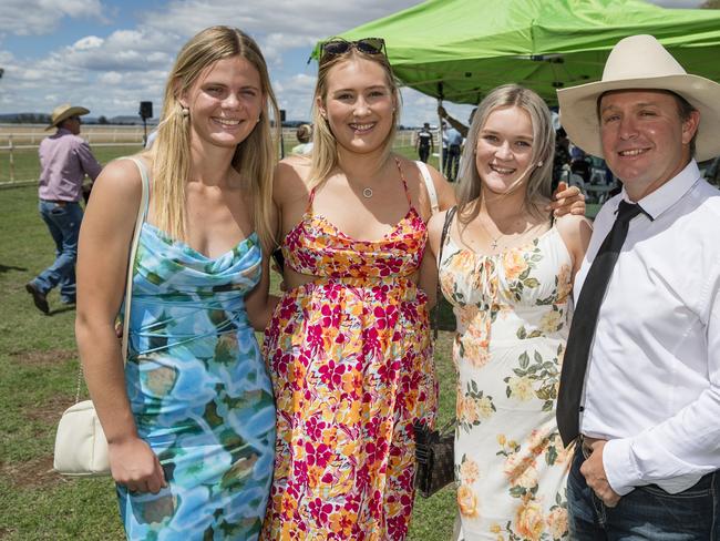 At the Clifton Races are (from left) Anna Park, Felicity Russell, Rachael Martin and Darren Christiansen, Saturday, October 28, 2023. Picture: Kevin Farmer