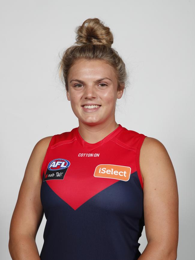 Jordann Hickey during the Melbourne Demons AFLW 2019 official team photo day at the Melbourne Cricket Ground on January 11, 2019 in Melbourne, Australia. (Photo by Adam Trafford/AFL Media)