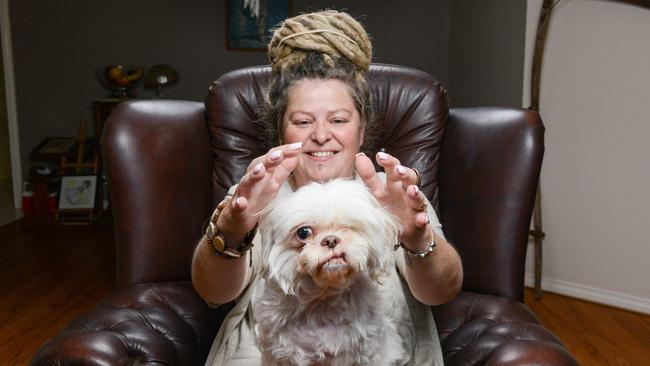 Psychic Zoe McDonald with her dog Bella Boo. Picture: Brenton Edwards