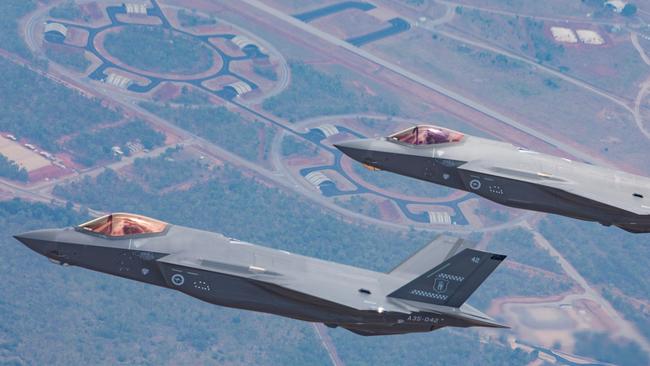 RAAF Base Tindal’s Wing Commander Fiona Pearce is under investigation after complaints from senior officers over her leadership style. Pictured here are two fifth-generation F-35A Lightning II multirole fighter aircraft enroute to their new home at No. 75 Squadron, RAAF Base Tindal, Northern Territory.