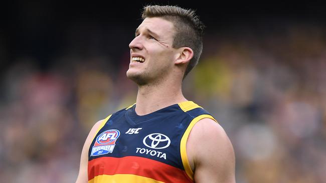 Josh Jenkins reacts after missing a goal in last year’s grand final loss to Richmond. Picture: AAP Image