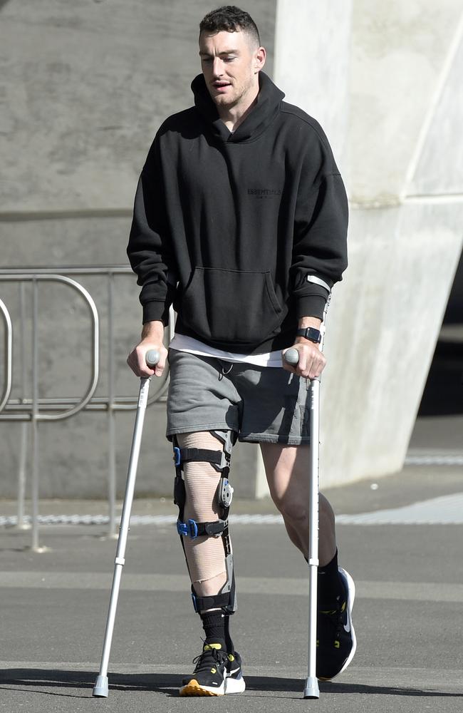 McStay arrives at the Olympic Park for scans. Picture: Andrew Henshaw