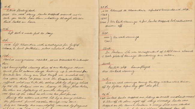 Diary entries of 19-year-old Jack Primmer who died on HMAS Sydney