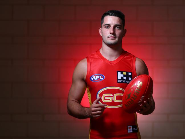 Brayden Fiorini poses during the Gold Coast Suns AFL Team Photo Day at Metricon Stadium on February 18, 2020 in Gold Coast, Australia. (Photo by Chris Hyde/AFL Photos/Getty Images)