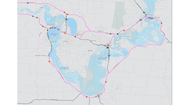 Planned road closures as water levels reach 120GL per day in Riverland. Department of Infrastructure and Transport