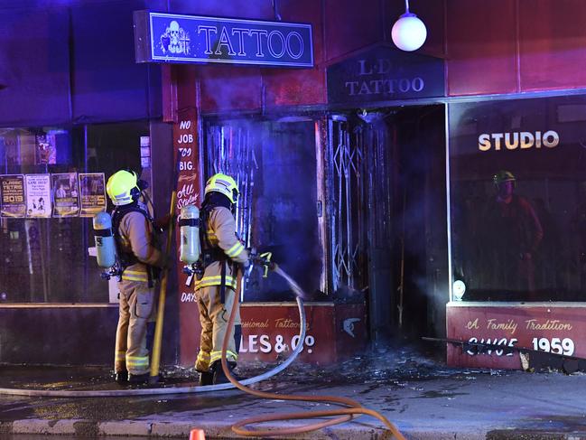 The LDF Tattoo shop was destroyed by fire. Picture: Gordon McComiskie