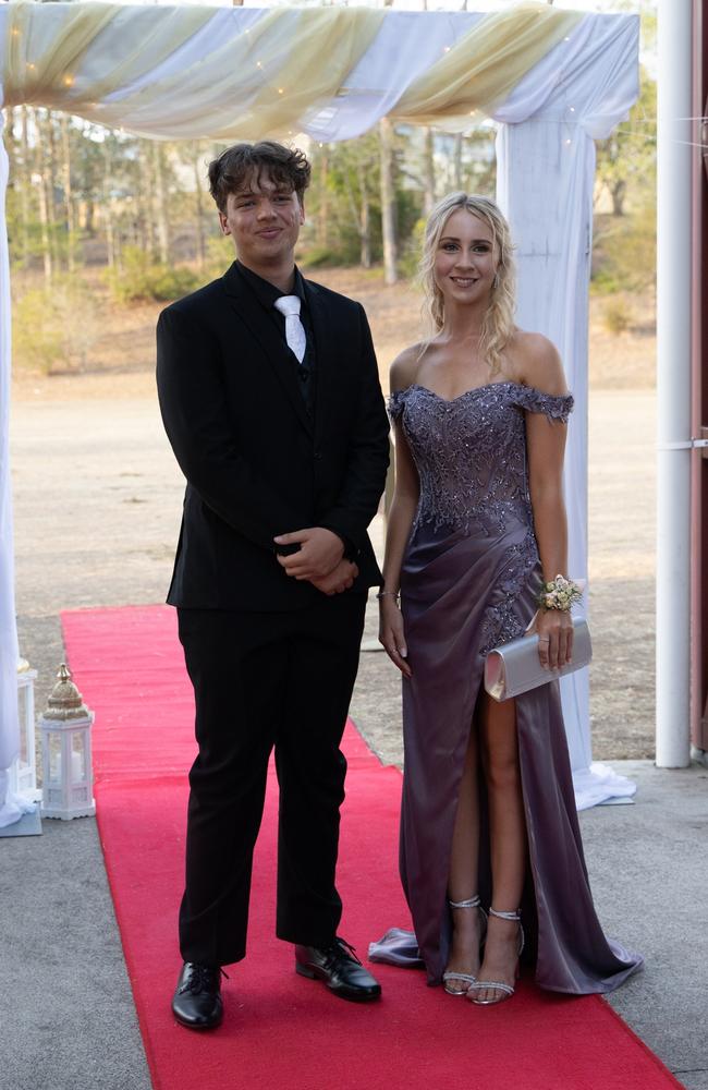 Aleisha Lorensen and Patrick Hodgins arrive at the Gympie State High School formal 2023. November 16, 2023. Picture: Christine Schindler