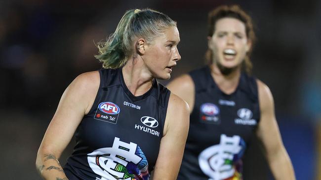 AFLW star Tayla Harris is not money hungry, according to her manager. Picture: Michael Klein