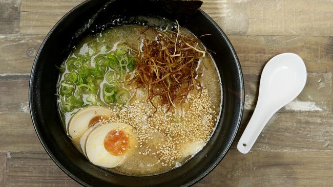 Ramen noodles in pork and fish stock at Ryo's Noodles. Picture: John Appleyard