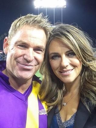 Warne and ex Liz Hurley.