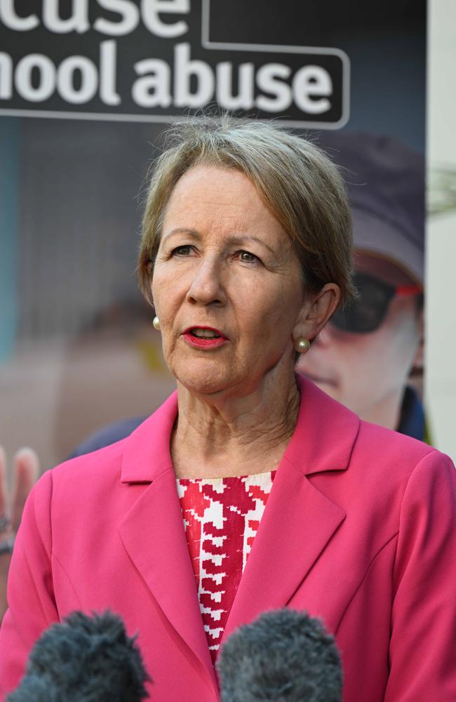 9/9/2024: Education Minister Di Farmer with education professionals, Unions and educational stakeholders to launch the government's new Occupation Violence and Aggression Prevention campaign, at Brisbane State High School, South Brisbane. pic: Lyndon Mechielsen/Courier Mail