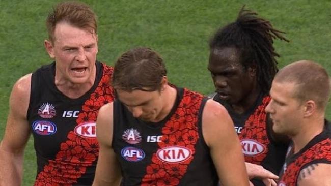 Brendon Goddard lets his feelings be known. Vision: Fox Footy