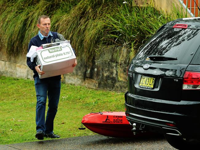 Former prime minister Tony Abbott at his home in Forestville, Sydney, after being kicked out of office. Picture: Brett Costello