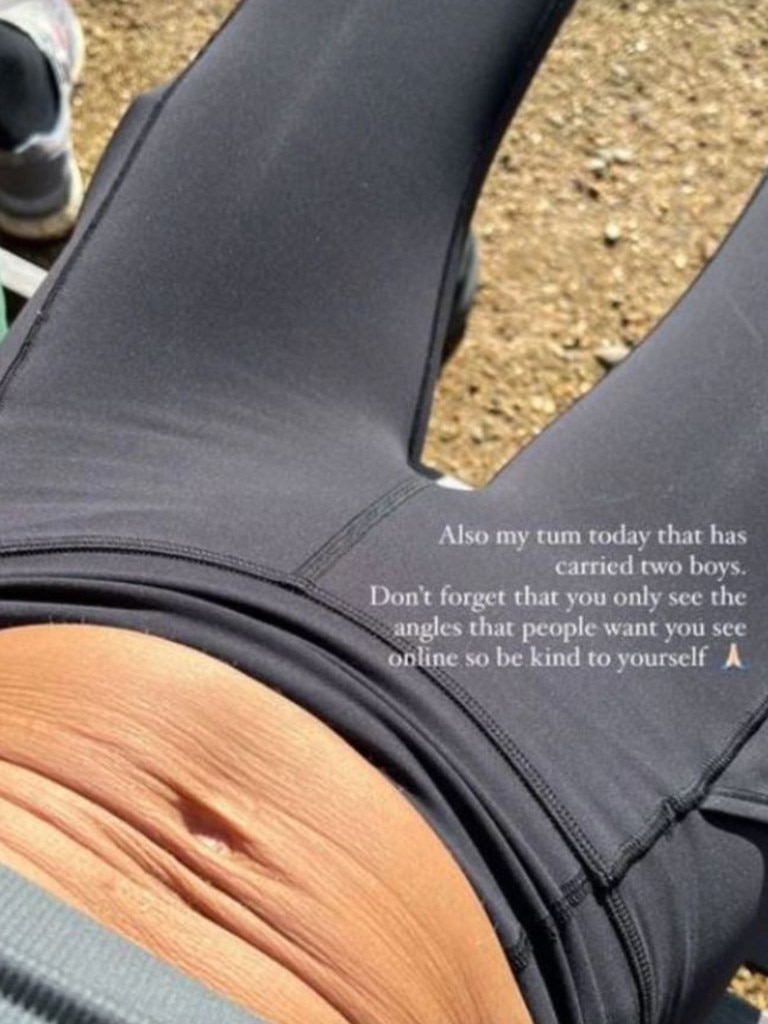 The influencer shared a "relatable" picture of her tummy earlier in the year. Picture: Instagram / Nadia Bartel