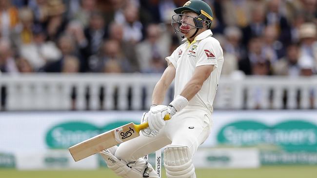 Labuschagne copped a ball to the grille early on. Picture: Ryan Pierse