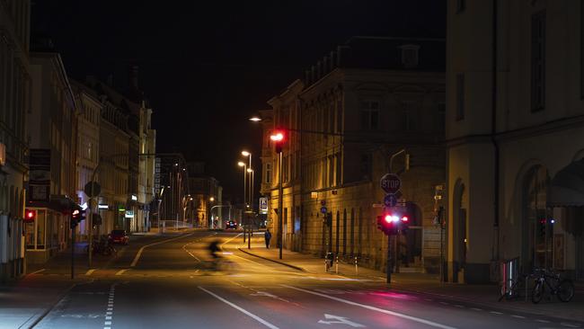 Luitpold Street in Bamberg, Germany, shortly after an initial restriction was imposed on Saturday where leaving one’s own home is now only allowed for good reasons. Picture: AP