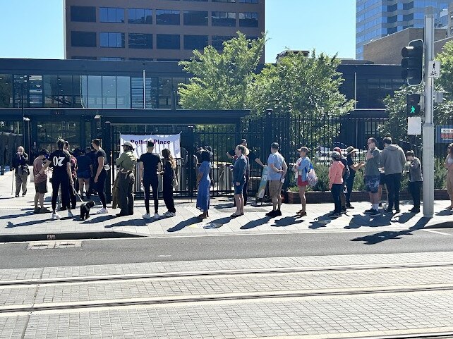 Long lines have started to form. Picture: Tileah Dobson