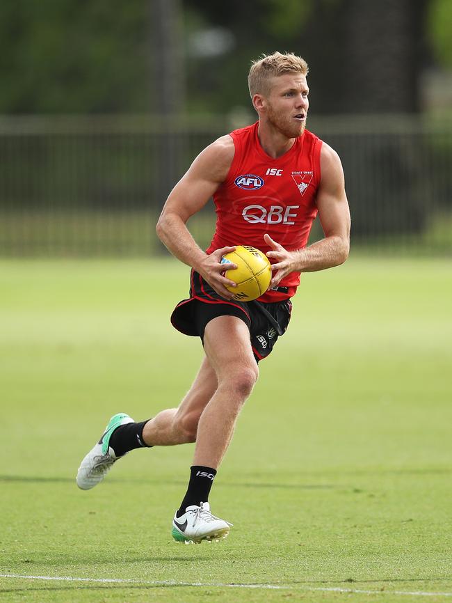 Dan Hannebery at Sydney training. Picture: Phil Hillyard