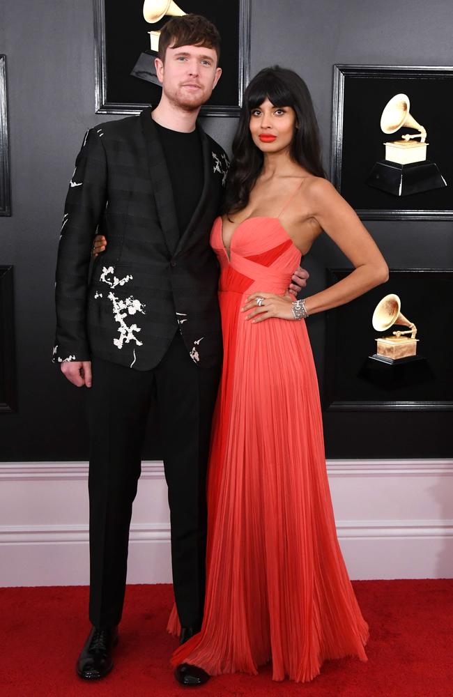 James Blake and Jameela Jamil. Picture: Getty Images/AFP 