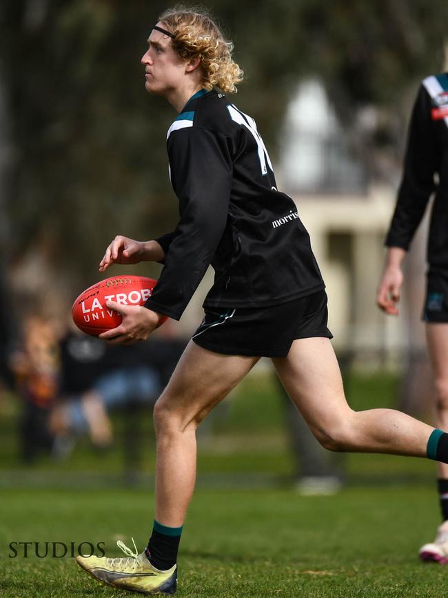 Kaiden Arthur in action for Kinglake. Picture: Nathan McNeill