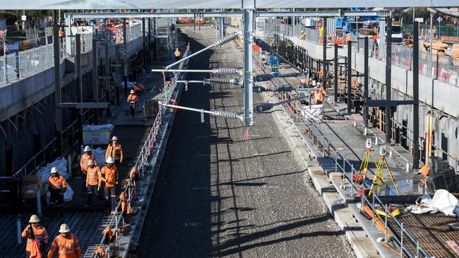 The platforms are starting to take shape at Mentone. Picture: Penny Stephens