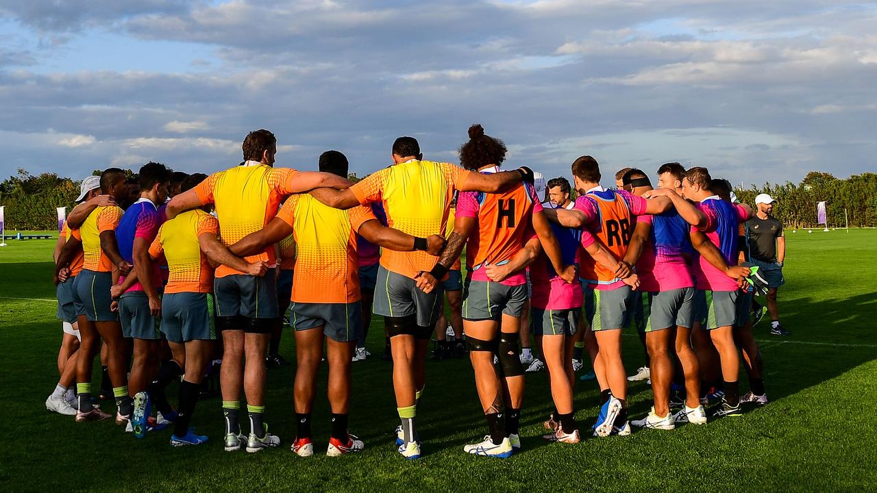 The Wallabies at training ahead of their World Cup opener against Fiji. Picture: Rugby Australia/Stuart Walmsley