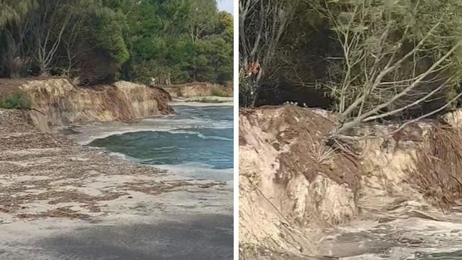 Inskip Point Visitor Katrina Karhula caught the latest landslip in action, sharing footage of the disappearing land on the popular Wordâs Out Rainbow Beach Facebook page, on Saturday July 6, 2024.