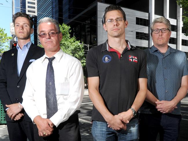 Bourke Street rescuers: Henry Dow, Lou Bougias, Glen Piper and Chris Lassig. Picture: Andrew Henshaw