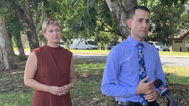 Whitsunday MP Amanda Camm and Opposition leader David Crisafulli in Mackay on Friday.