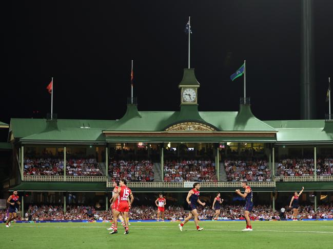 Jack Viney of the Demons celebrates kicking a goal during the Opening Round match between Sydney and Melbourne at the SCG. Picture: Cameron Spencer/Getty Images.