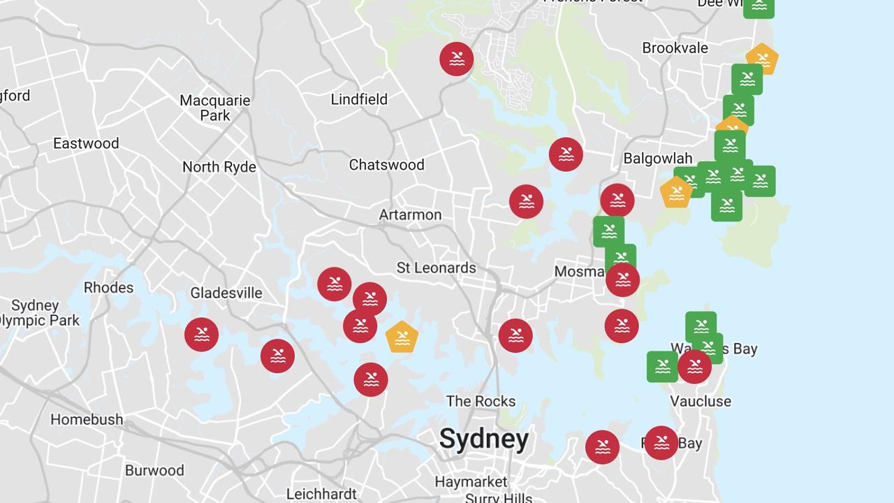 Sydneysiders have been told to avoid several popular Sydney beaches and ocean pools due to storm water pollution. Picture: NSW Beachwatch