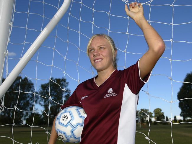 A young Tameka Butt on her way up through the Queensland Academy of Sport. Picture: Kate Czerny