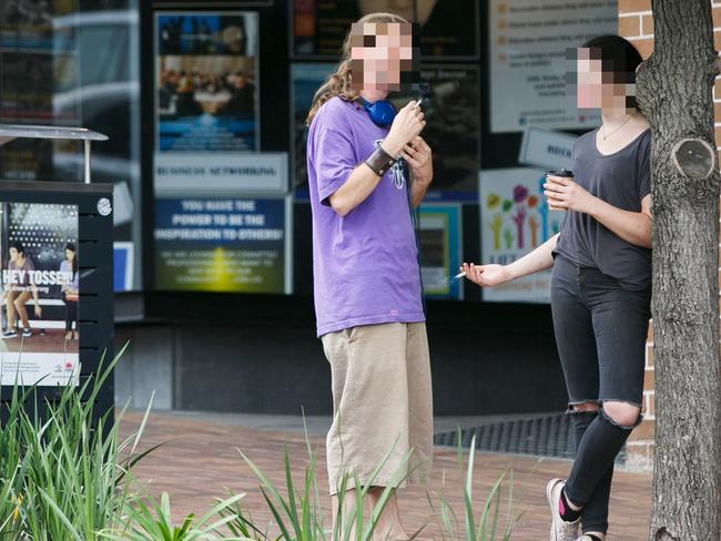 Smokers at Beecroft Shopping Centre.