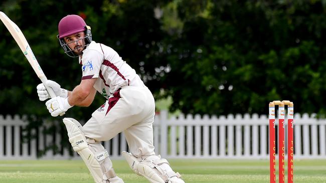 Toombul batsman Oliver West Cricket action between Toombul and Wests. Saturday December 17, 2022. Picture: John Gass