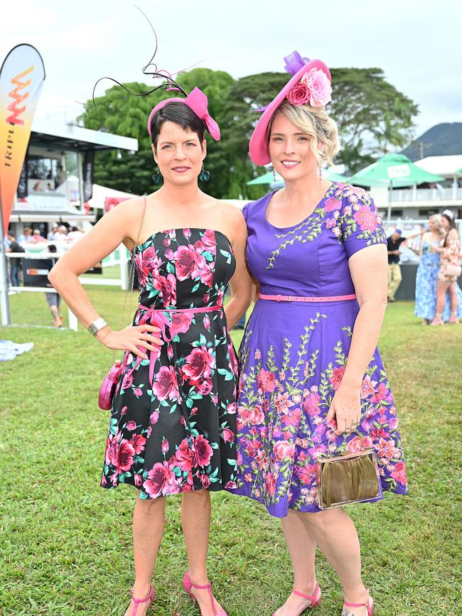 Sharon Hoey and Kelly Lewis at the Cairns Cup on Saturday. Photo by Emily Barker
