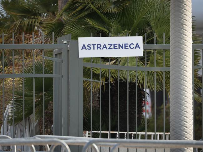 A closed vaccination centre in the city of Nice, southern France, due to a lack of candidates for proposed vaccination with the AstraZeneca/Oxford vaccine. Picture: AFP