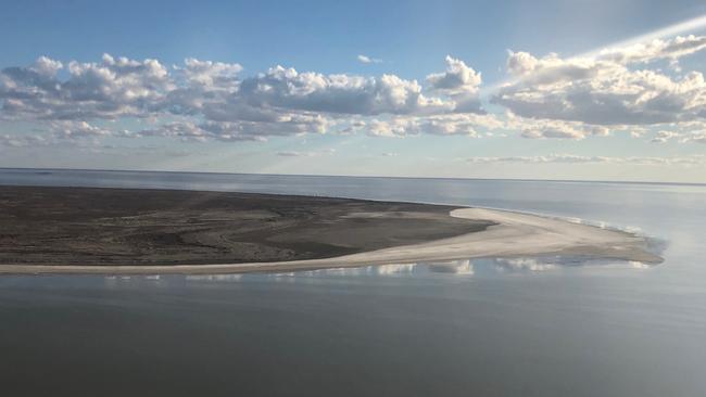Lake Eyre as seen from the air, taken earlier this week (mid May 2019). Credit: Wright's Air