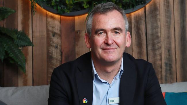 Woolworths boss Brad Banducci says the retailer now has 12 million digital visits a week and 19 million physical transactions and that order will reverse soon. Picture: John Feder/The Australian.