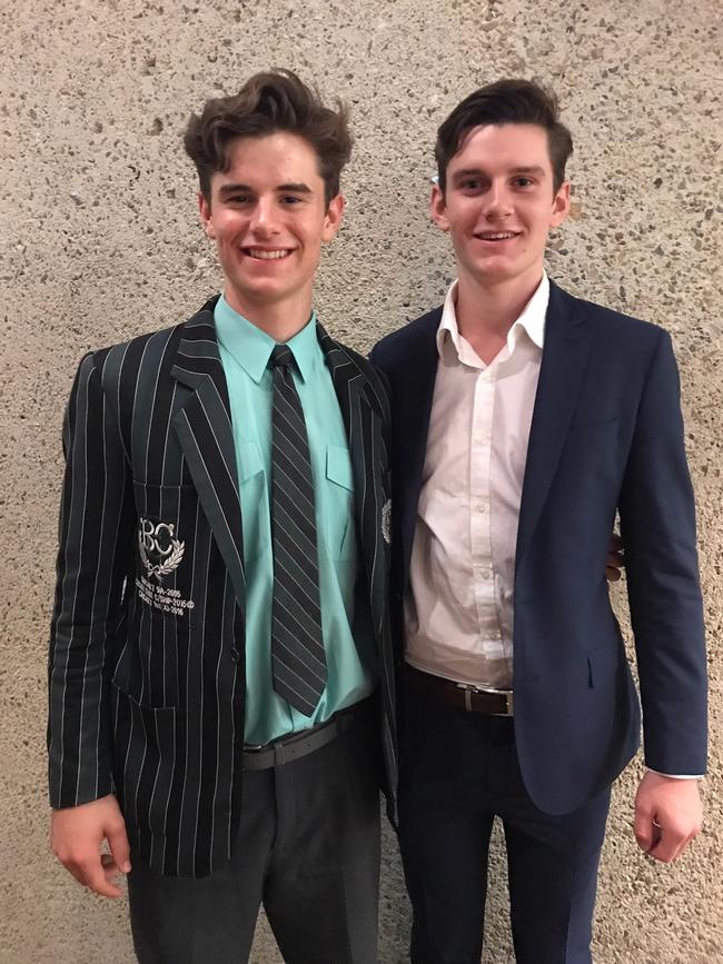 Max and Jack Clayton when Max, left, was still at Brisbane Boys College.