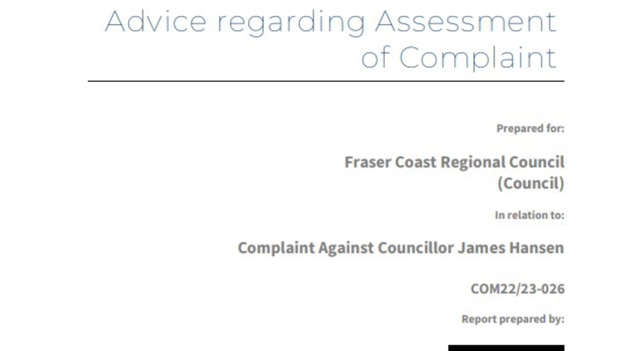 A redacted third-party investigation into a comment made online by councillor James Hansen has been published by the Fraser Coast Regional Council ahead of its January 2023 meeting, where the item will be discussed and councillors will decide whether to accept or reject the report’s findings.