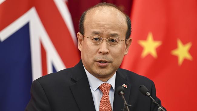 Ambassador Xiao Qian holds a press briefing to commemorating the 10th anniversary of President Xi's state visit to Australia. Picture: Martin Ollman